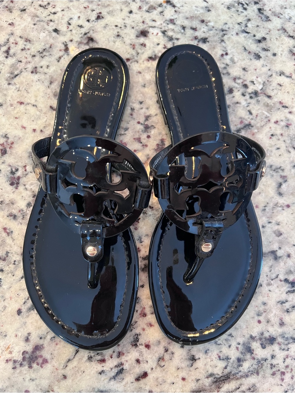 Tory Burch Black Patent Leather Sandals